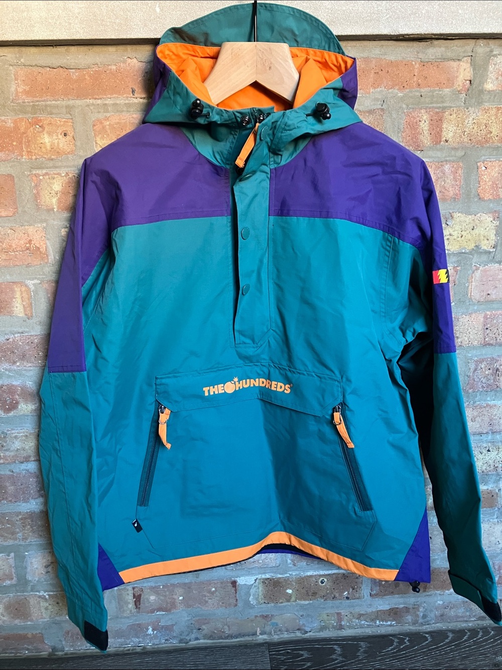 The Hundreds Rover Anorak Teal, Purple & Orange Hooded Windbreaker Anorak